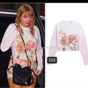 Taylor Swift Pink Floral Lover Era Long Sleeve Crop Tee